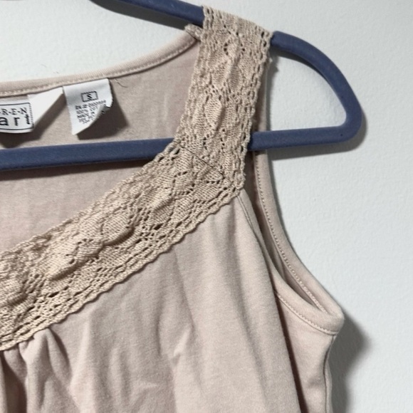 Vintage Keren Hart Beige Lace Tank Top Women’s Size Small Boho Y2K Coquette - Picture 5 of 11
